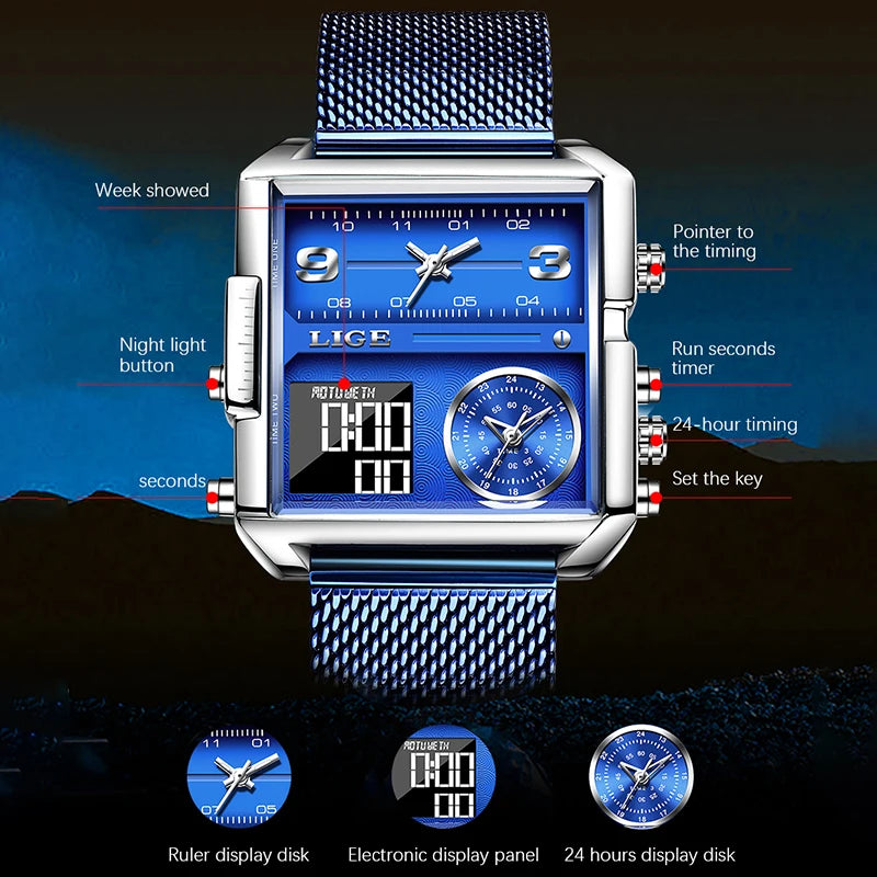 LIGE Men's Luxury Quartz Watch