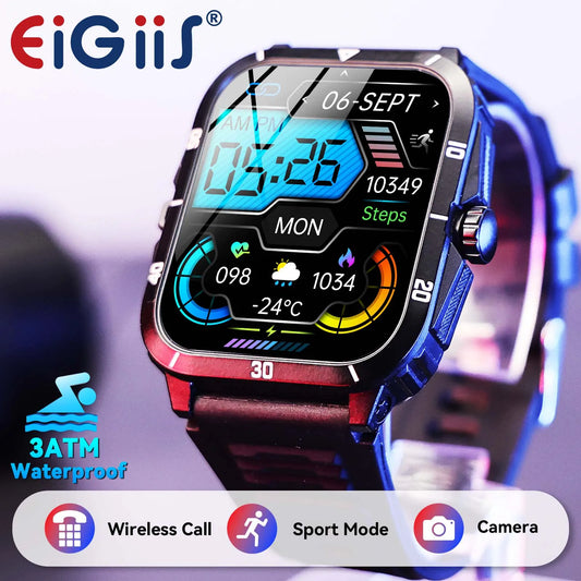 EIGIIS Smart Watch Waterproof Men 100+ Sports Mode Heart Rate Blood Pressure Bluetooth Calls