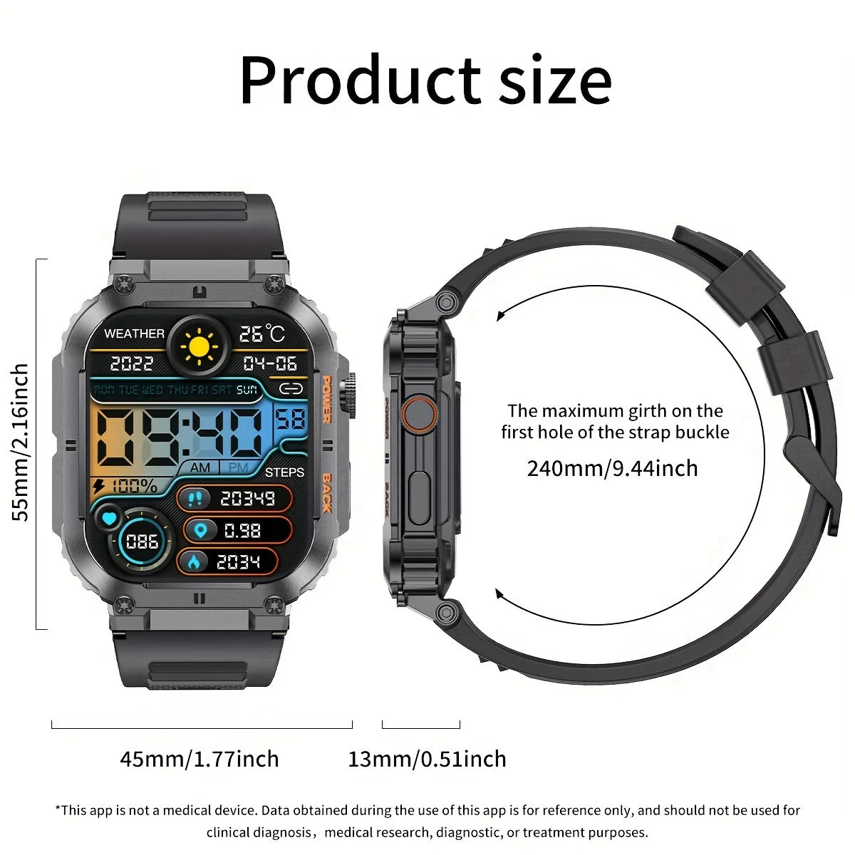 LIGE Men's Outdoor Sports Fitness Smart Watch