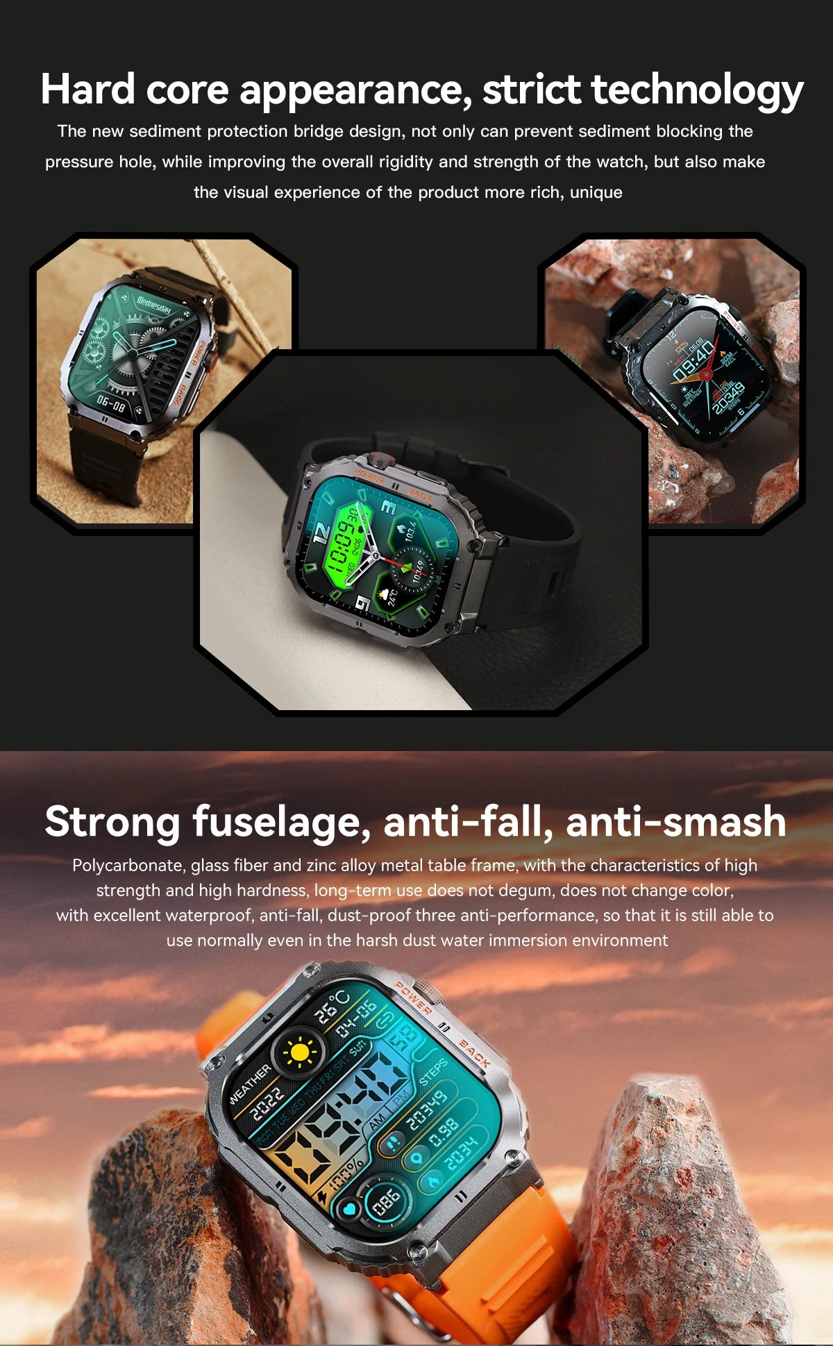 LIGE Men's Outdoor Sports Fitness Smart Watch