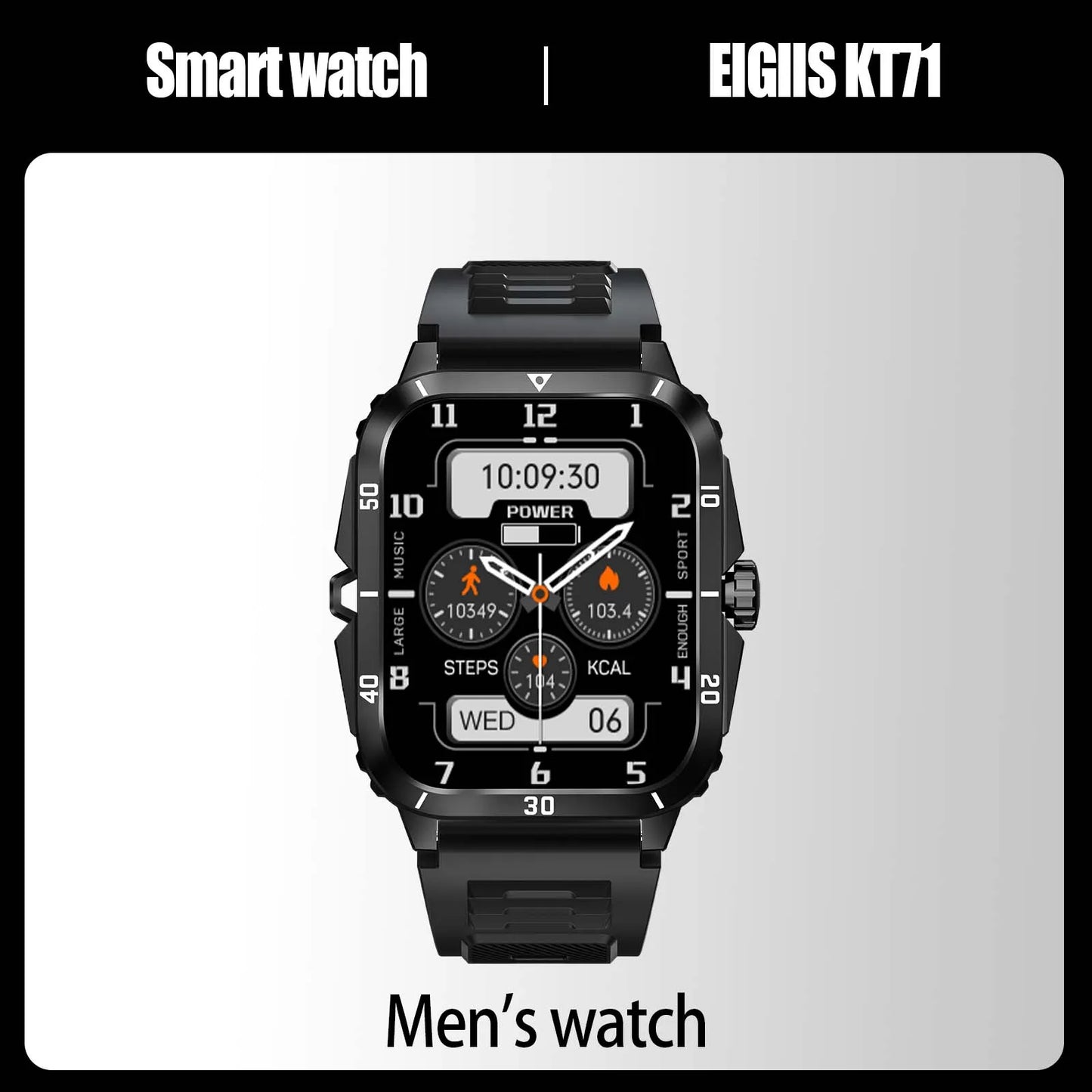 EIGIIS Smart Watch Waterproof Men 100+ Sports Mode Heart Rate Blood Pressure Bluetooth Calls