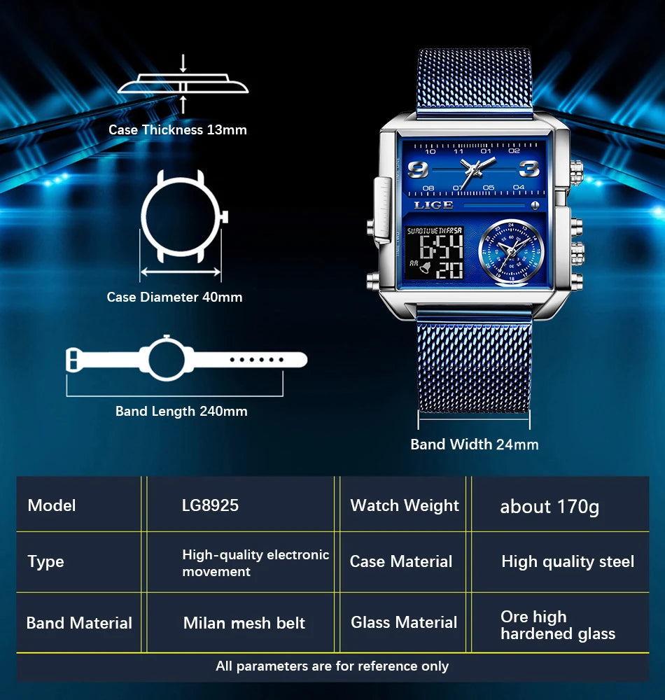 LIGE Men's Luxury Quartz Watch